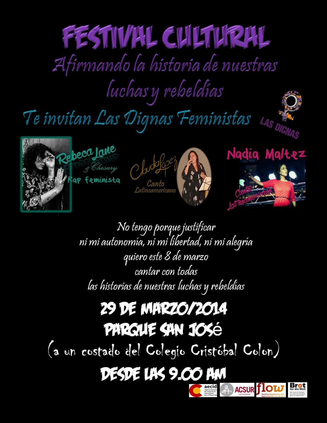 FESTIVAL CULTURAL – AFIRMANDO LA HISTORIA DE  NUESTRAS LUCHAS Y REBELDÍAS | 29 MARZO 2014