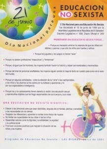 21 DE JUNIO - DÍA NACIONAL PARA UNA EDUCACIÓN NO SEXISTA - 2001 - PORTADA