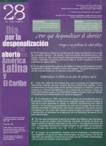28 DE SEPTIEMBRE - DÍA POR LA DESPENALIZACIÓN DEL ABORTO EN AMÉRICA LATINA Y EL CARIBE - PORTADA