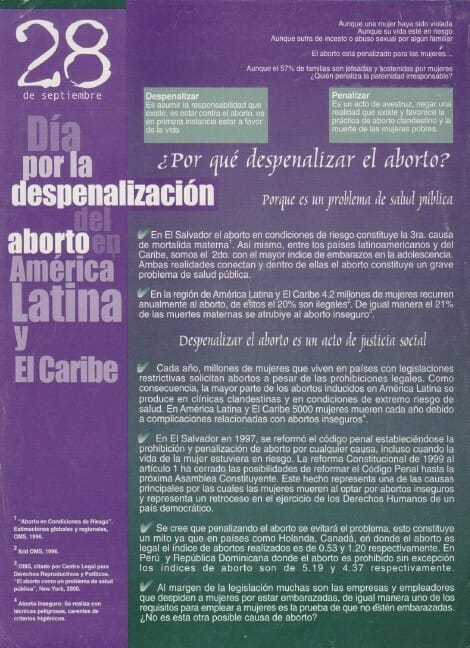 28 DE SEPTIEMBRE – DÍA POR LA DESPENALIZACIÓN DEL ABORTO EN AMÉRICA LATINA Y EL CARIBE