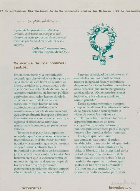 TENDENCIAS #56. EL ESPACIO DE LAS DIGNAS | NOVIEMBRE 1996