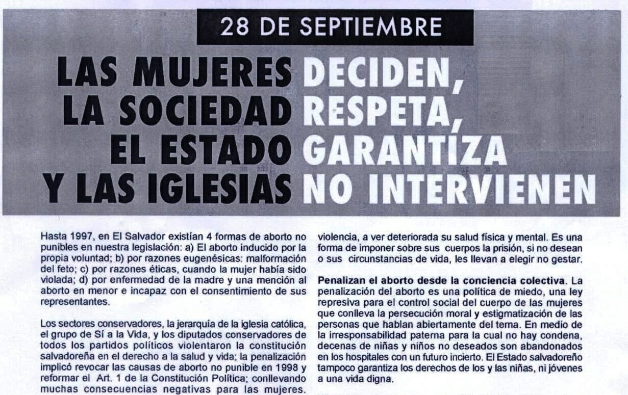 LAS MUJERES DECIDEN, LA SOCIEDAD RESPETA, EL ESTADO GARANTIZA Y LAS IGLESIAS NO INTERVIENEN | COMUNICADO 28SEPT 2010