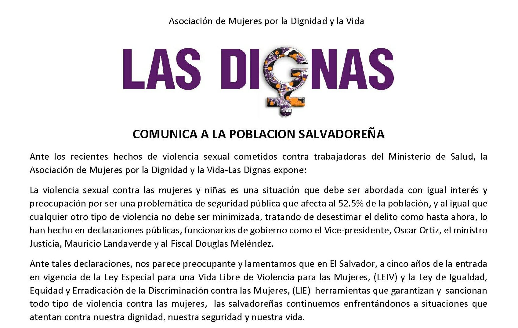 COMUNICADO CASO VIOLENCIA SEXUAL CONTRA PROMOTORAS DE SALUD EN MONTREAL-MEJICANOS | MAYO 2017