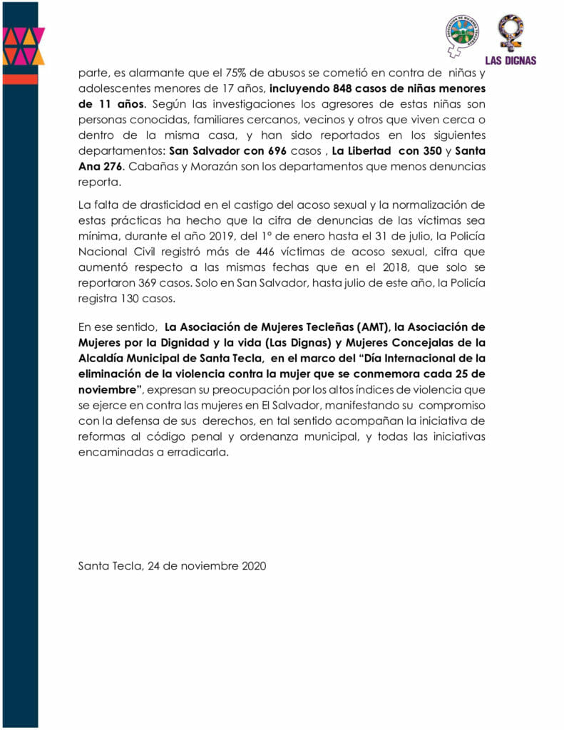 En el marco de la iniciativa “Mujeres libres de violencia en el transporte público “que busca prevenir la violencia a la que están expuesta las usuarias del transporte público, en la que participa instancias de gobierno, de cooperación internacional, empresa privada y sociedad civil. 